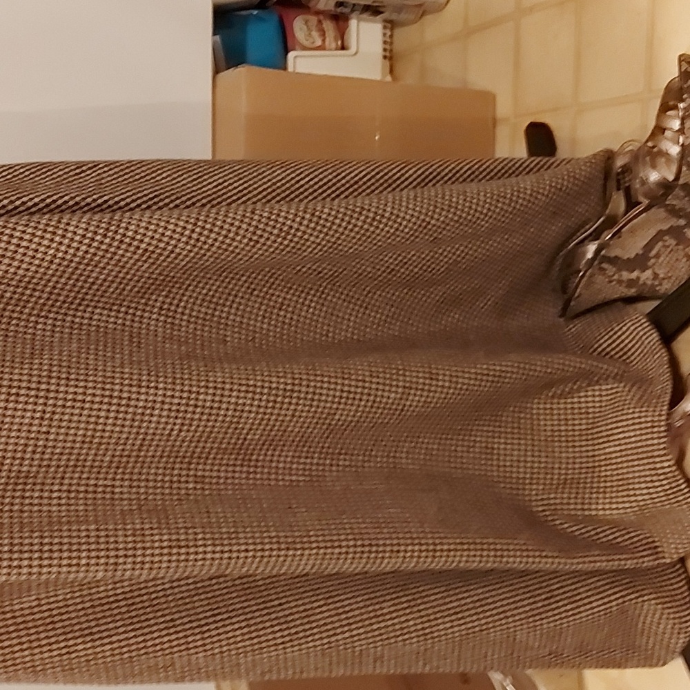 Herringbone Tan and Black A-line long skirt